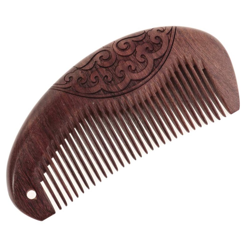 Natural Wood Comb Sandalwood Comb 11.5cm Half Round Dark Brown
