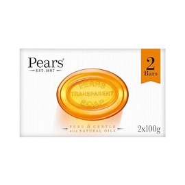Pears Pure and Gentle Transparent Amber Soap with Natural Oils, 2x100g