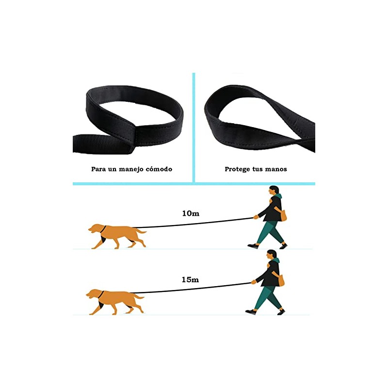 2pcs Correa para Perros, 15m Larga Correa de Entrenamiento para