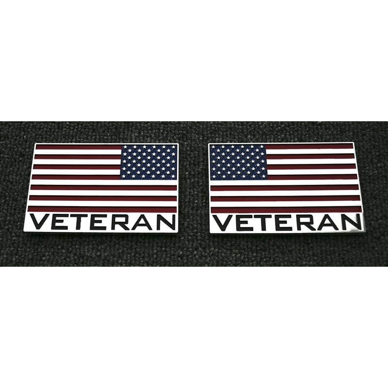 Pair Custom Veteran American Flag Decal Eagle USA Left and