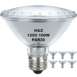 H&Z Par30 Short Neck, 6 Pack Par30s Halogen 100W 120V, Par30 Dimmable Warm White 3000K, 100W Par30 Flood Light with E26 Medium Base for Recessed Trim Lighting, Track Light