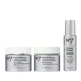 No7 Future Renew Damage Reversal Skincare Set - Anti Aging Face Serum (.33 Fl Oz), Day Cream with SPF 25 (1.69 Fl Oz) & Night Cream (1.69 Fl Oz) - Reverses Visible Signs of Sun Damage - 3-Piece Set