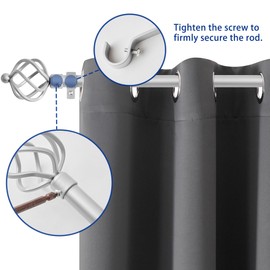 Sharpliving Silver Curtain Rod with Brackets Adjustable 48 to 84 Inch Long, 3/4 Inch Diameter Steel Tube with Spiral Finial for Patio Door, Sliding Glass Door, Living Room, Bedroom Windows