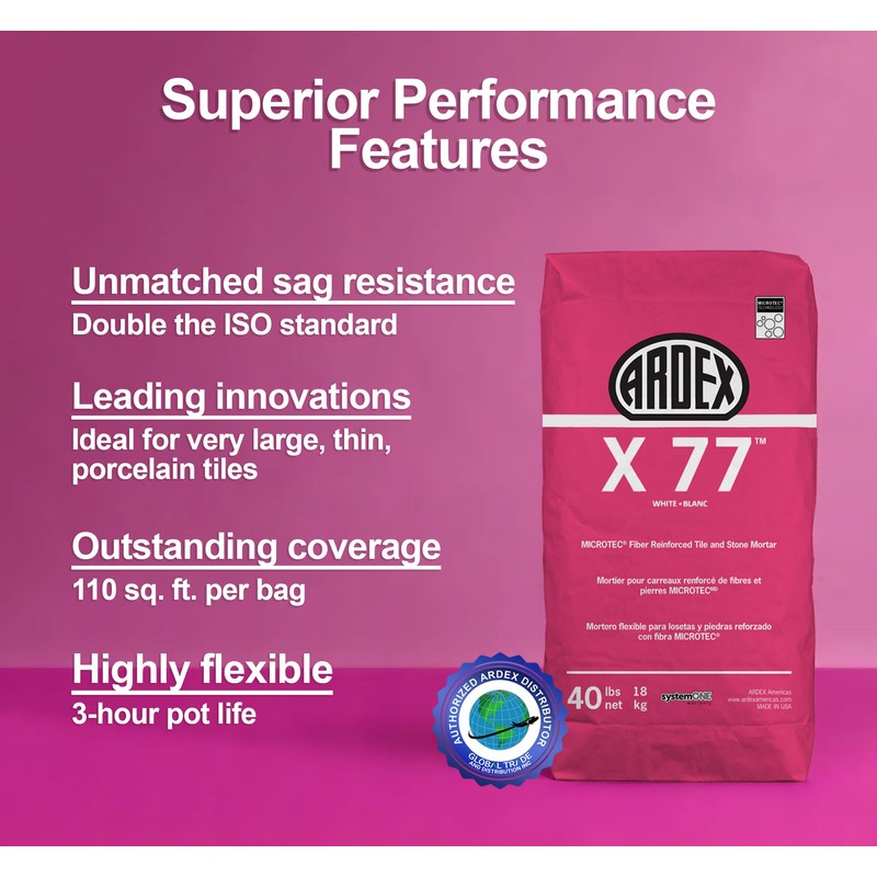 Ardex X77 White Microtec Fiber Reinforced Tile and Stone Mortar
