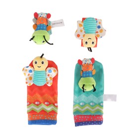 Baby Wrist Rattle Socks Set Soft Cute Cartoon Animal Hand and Foot Rattles for 0 to 1 Years Old Infant Type 1