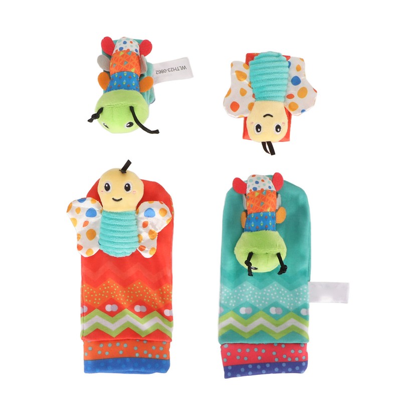 Baby Wrist Rattle Socks Set Soft Cute Cartoon Animal Hand