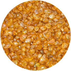 Tangerine Aura Quartz Crystal Chips Aquarium Gravel Rocks - Aura Quartz Chips Bulk Fish Tank Gravel, Small Tumbled Stone Chips and Tiny Crystals for Decoration (Natural AAA Grade Gemstones)