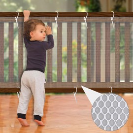 Stair Banister Guard, 10 ft L x 3 ft H Balcony Safety Net for Kids, Pets, Toys, Mesh Netting Safety Net for Balcony Rail Stair, Banister Stair Mesh Baby Proofing for Indoor & Outdoor