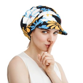 Alnorm Super Soft Breathable Bamboo Floppy Hat Oversized Baseball Cap for Women, White Blue