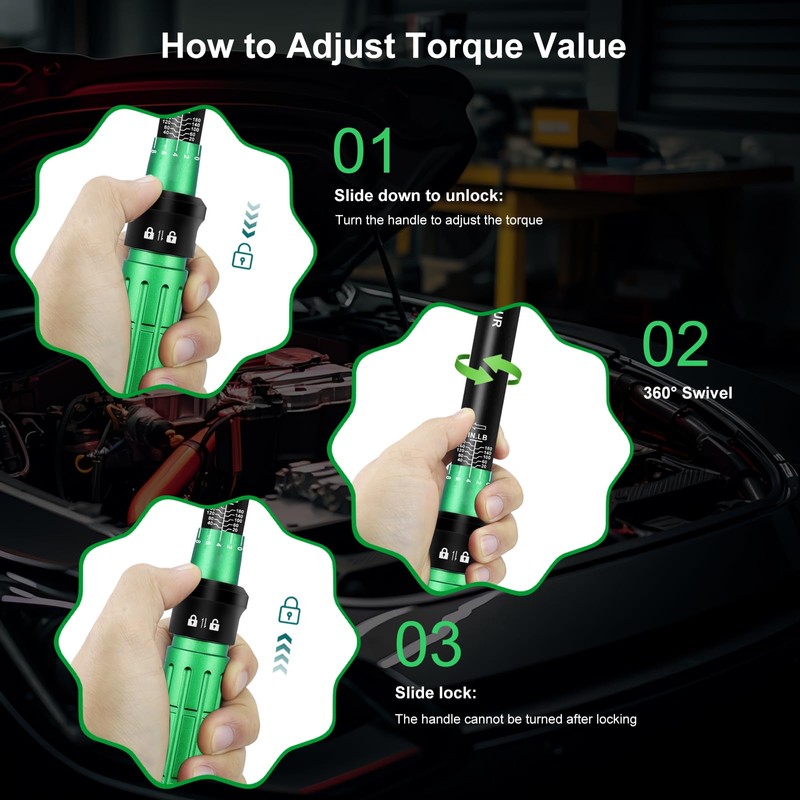 Uharbour Torque Wrench Set 1/4 Drive with Bits and Extension