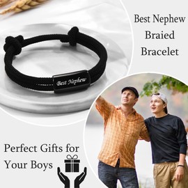 EYQV Nephew Gifts, Braided Bracelet Teenage Boys Gift, Special Birthday Christmas Graduation Gifts from Auntie Uncle, Stocking Fillers for Boys