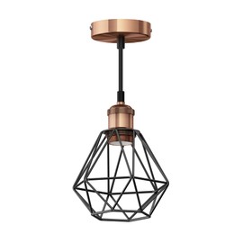 ledscom.de Vintage Retro Pendant Light, Bronze, E27 Socket, Cage Shade