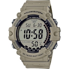 Illuminator AE1500WH Series | 10-year battery | LED backlight | 5 alarms | 1/100-second stopwatch | Men's digital watch - Color: Tan, Size: Standard