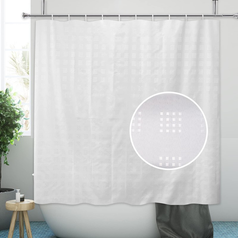 YISURE White Short Shower Curtain 40 inch Length, Small Fabric
