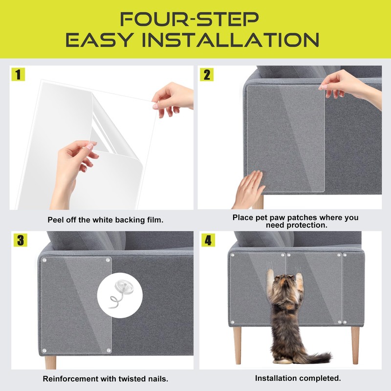 Anti Cat Scratch Furniture Protector, 6 Pack Couch Protector from