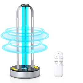 ZETAWALE UV Light Sanitizer, 100W Ultraviolet Lamp with Remote Control for Bed Bugs and Dust Mites, Home Disinfection Device UV Lamp with Motion Sensor,3 Speed Timings for Home, Room & Kitchen