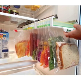 Zip n Store - Your Refrigerator Organizer - Ziploc Bags Easy Fridge Organizer - Organizes 12 Bags, Perfect For Leftovers, Easy To See & Install, Access Food, Quick Access Slide Track - Mid-Size