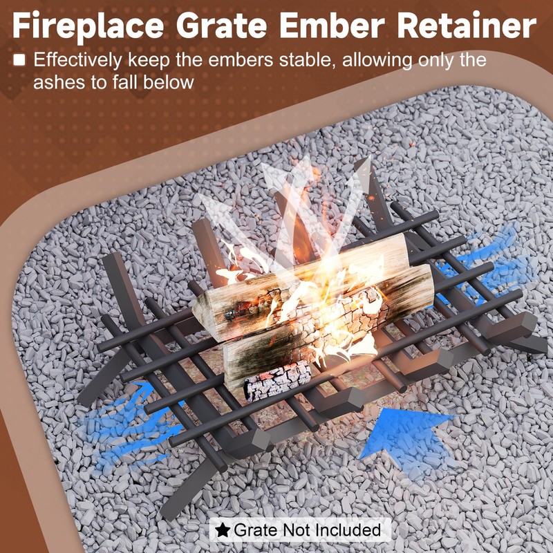 BJADE‘S 16" x 10" Fireplace Grate Ember Retainer - Extra