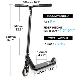 Limit LMT66 Pro Stunt Scooter-Best Trick Scooters for Kids 6 Years and Up-Intermediate and Beginner Complete Freestyle BMX Street Scooter for Teens Boys and Girls