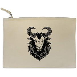 'Rams Head' Canvas Clutch Bag/Accessory Case (CL00035426)