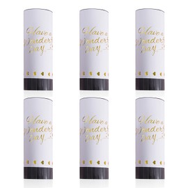 Pack of 6 Confetti Cannons, Wedding Cone Confetti, White Greeting, Confetti Canons, Biodegradable Confetti Cannons, Wedding, Graduation, New Year Confetti (White)