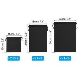 PATIKIL Ski Goggles Bag 6 Pack Microfibre Pouch Protective Storage Case Sleeve (5.9" x 5.9" 10.6" x 7.1" 11.8" x 9.1") Black