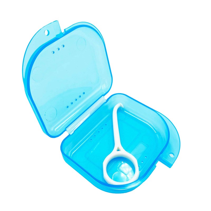 Orthodontic Retainer Case with Vent Holes - Transparent Blue