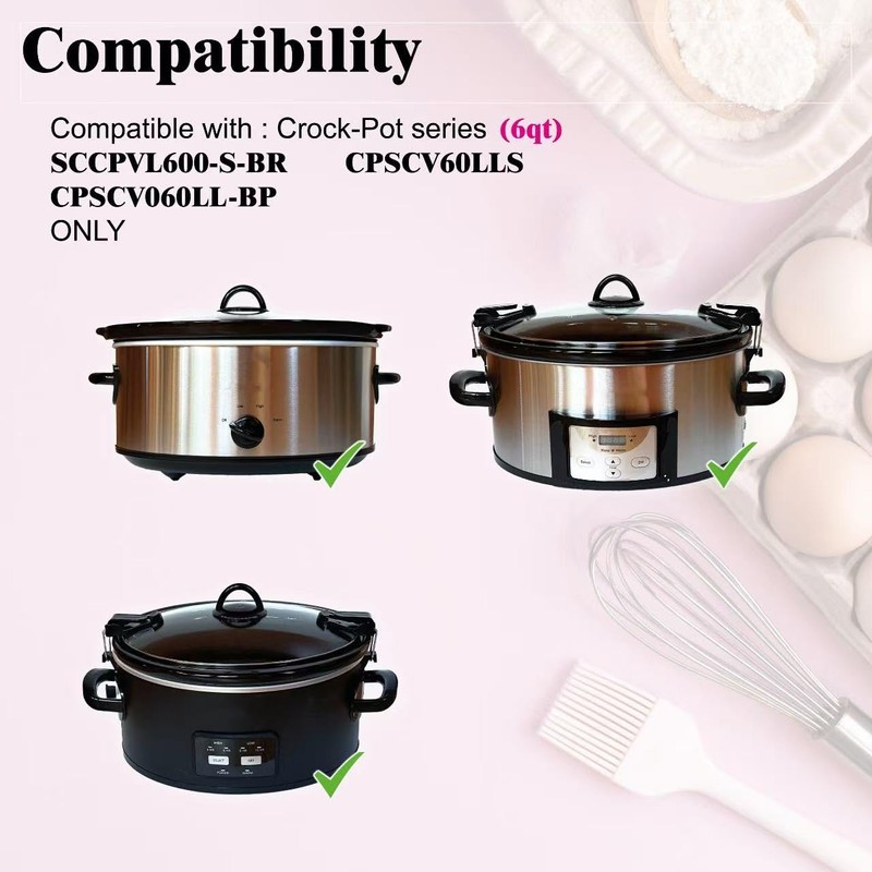 6qt Slow Cooker Ceramic Pot Replacement, Compatible with Crockpot Models