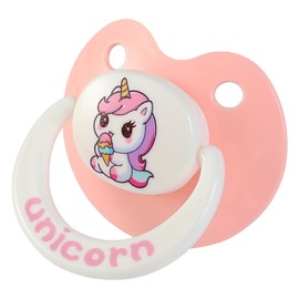 Cute Adult Sized Pacifier for Anxiety: Big Shield Unicorn Paci for Autism - Soft Silicone Large Nipple Binky for Sleeping Pink and White