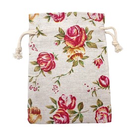 FASOTY Lot of 24 Rose Drawstring Burlap Bags Flower Pouch Bags Linen Gift Bags Jewelry Pouch Jute Sacks for Wedding Favor Party Gifts, DIY Craft, Presents, Valentine's Day, Treat Pouches Bags, 3.7x5.2 Inch