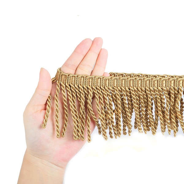 BEL AVENIR Curtain Fringes Bullion Fringe Trim with Blue Ribbon