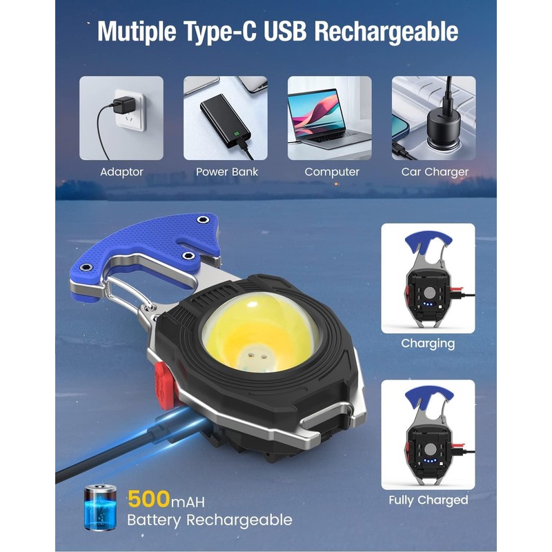 HGNN Keychain Work Light, 7 Modes Mini Rechargeable Torch, IPX5,