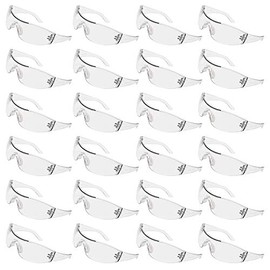 Kurtzy 24 Pack of Wrap Around Safety Glasses with Clear Lenses and Rubber Nose Grips for a Safe, Secure Fit - Personal Protective Equipment with Scratch Resistant Eyewear Lenses - PPE Safety Goggles