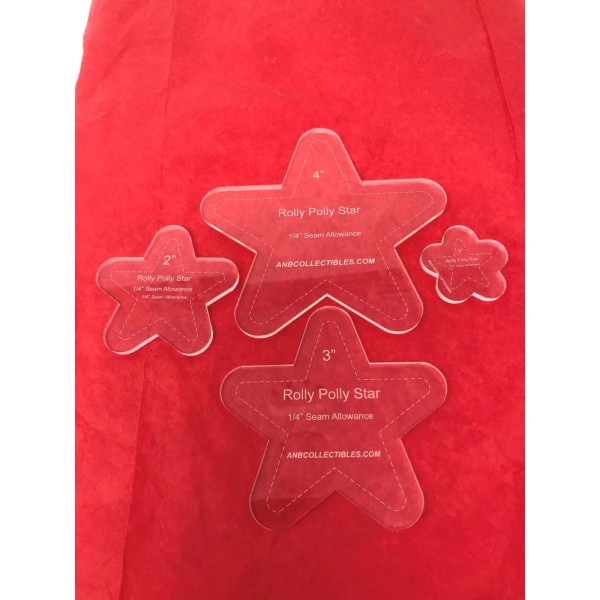 Anbcollectibles 1/4"Acrylic Rolly Polly Star Quilting Template Set (set of