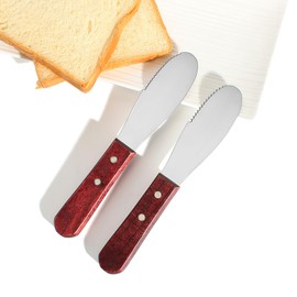 LemonBest 2 Pack Butter Knife - Stainless Steel Butter Spreader Knife with Wooden Handle Butter Cutter Kitchen Gadgets for Spreads Butter Cheese and Condiments