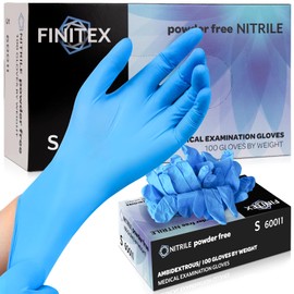 FINITEX Blue Disposable Nitrile Gloves, S, Pack of 100, 3.5 g/piece, Disposable Nitrile Gloves, Powder-Free, Latex-Free, Disposable Gloves, Food Grade Cleaning, Medical Examination, 3.5 ml