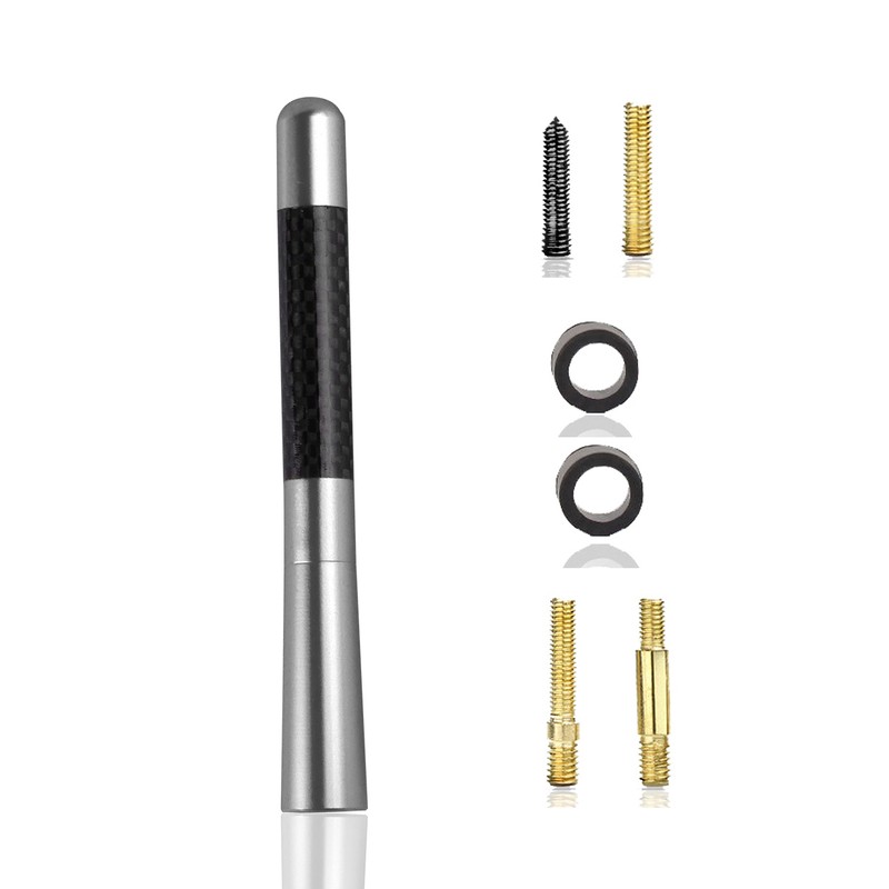 4.7" Short Motorcycle Antenna 2-Pack, Carbon-Fiber Style Stubby Radio Antenna,