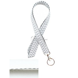 Double Layers Classic Fabric Neck Chevron LANYARDs Keychain for Key/ID/Cell Phone Holder (Chevron-Gray)