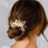 Handcess Bridal Wedding Flowers Hair Comb Gold Crystal Hairpiece Rhinestone
