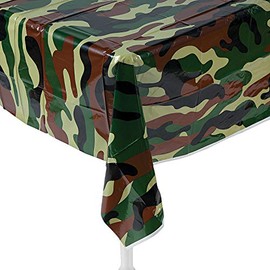 Fun Express Camouflage Plastic Disposable Tablecover Camo Tablecloth - 54 inch x 108 inch - Army Birthday Party Supplies