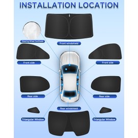 8PCS Window Shades for Honda Civic(2022-2025) Accessories – Full Coverage Sun Shade for Side Windows, Rear Triangular & Windshield – UV Protection & Privacy for Camping, Napping, Relaxing