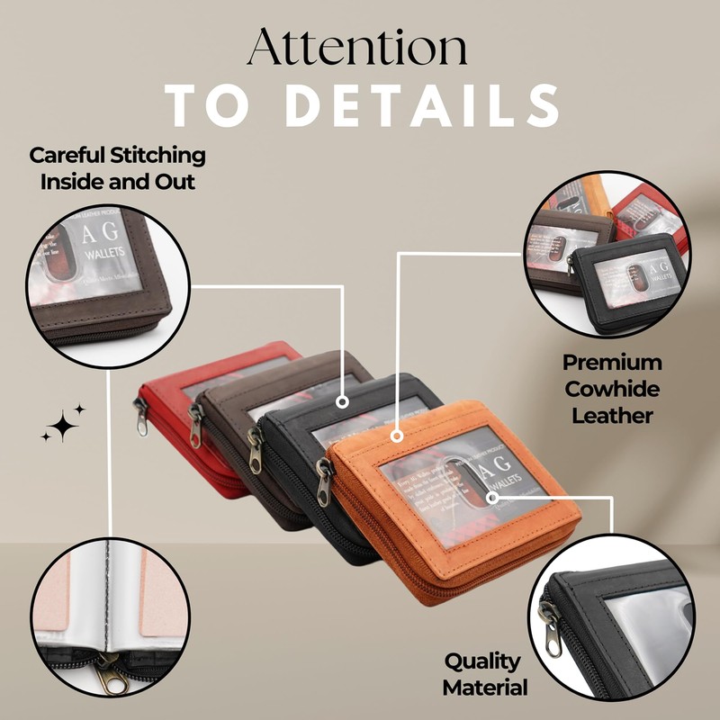 ag wallets Mens Zip Around Leather Wallet with Inserts (Black)