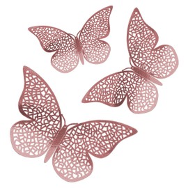 150Pcs 3 Size 3D Butterfly Wall Decor Adhesive Removable Stickers for Baby Shower Party Wedding Party Decoration (Rose Gold)