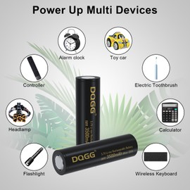 DQGG ￵￵1￵￵8￵￵6￵￵5￵￵0 Rechargeable Battery 3.7 Volt 3500mAh 2Pcs Large Capacity Batteries for LED Flashlight, Headlamp, Doorbells, Toys, Cameras etc