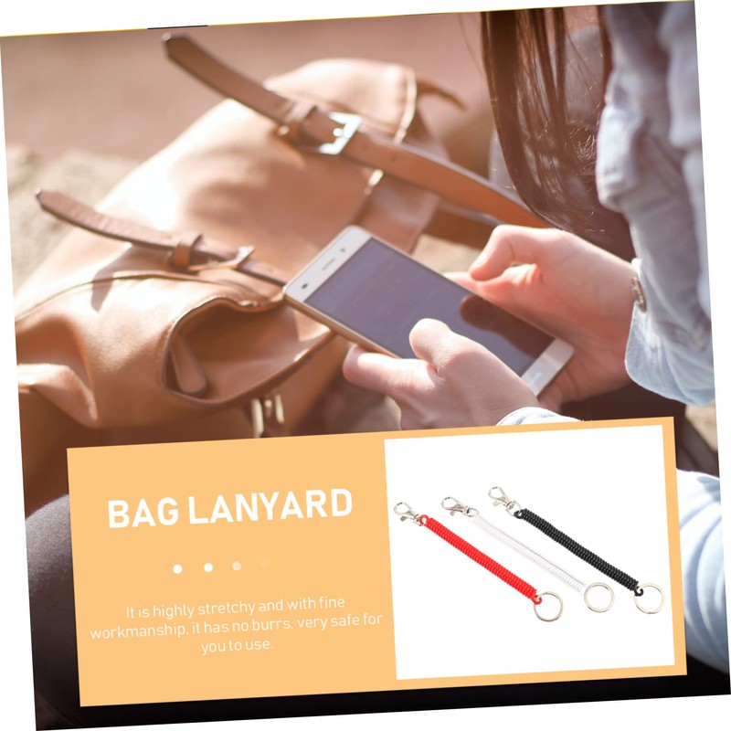 KONTONTY Keychain Loop Keychain Set 3pcs Spring Stretchy Coil Retractable