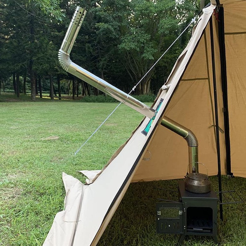 2個 45度 ステンレススチール 煙突チューブ 2.36インチ キャンプテントストーブ用