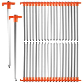 Loccmat 40 Pcs Tent Stakes,9.8 Inch Ground Stakes,Heavy Duty Metal Stake,Non-Rust Camping Metal Tent Spikes for Outdoor Trips,Garden,Grassland,Hiking
