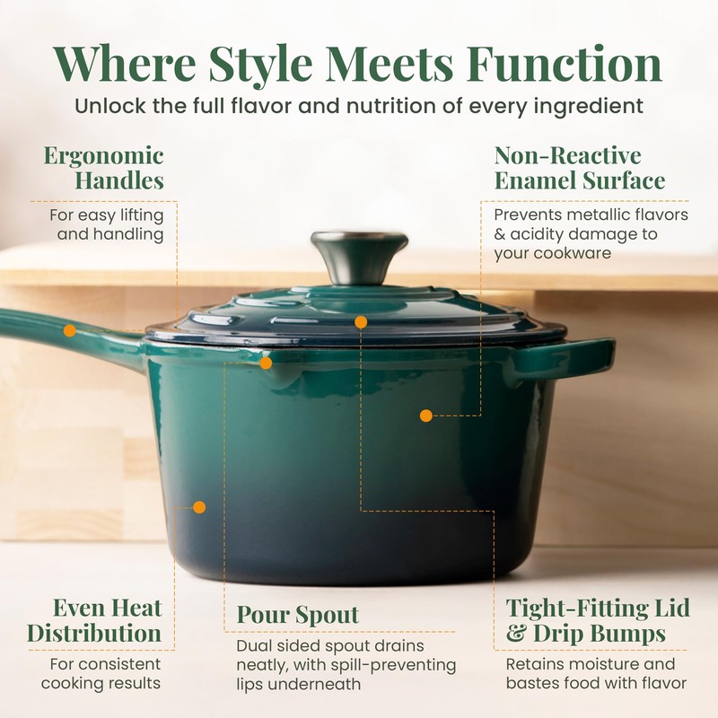 Larder & Vine Enameled Cast Iron Saucepan | 2.2 qt