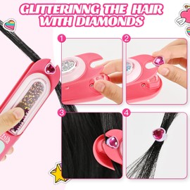 Diamond Hair Machine, Automatic Hair Braider, Hair Glitter Stones Machine, Hair Bedazzler Kit, Glitter Stones Hair Machine, Hair Braiding Machine DIY Hair Beads Braiding Aid Hair Accessories Girls