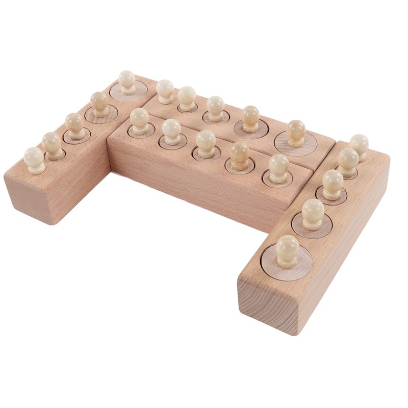 Cylinder Socket Toy Beech Wood Educational Knobbed Cylinders Blocks for